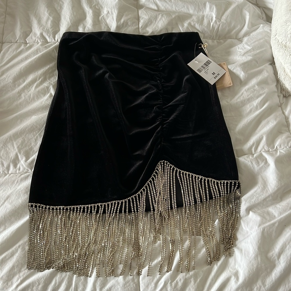Sequin drop suede skirt